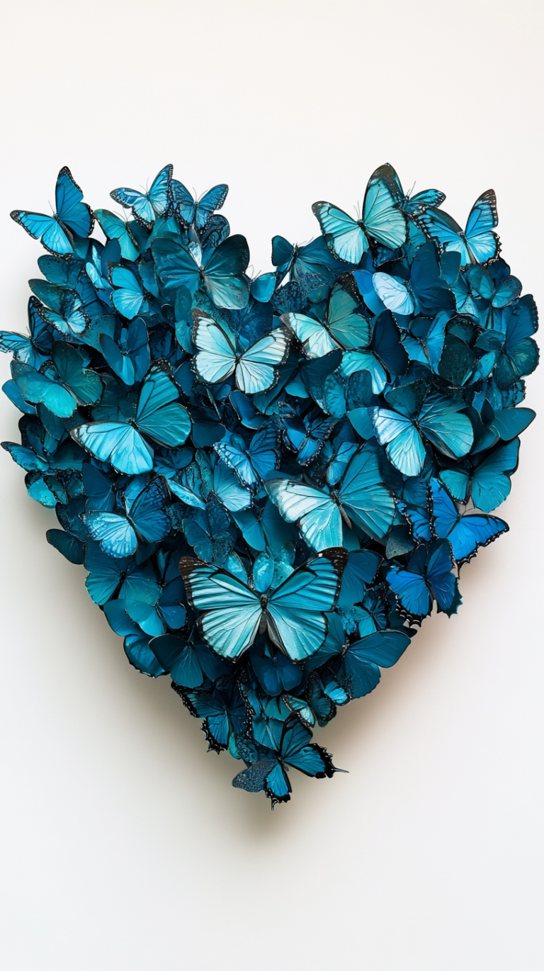 Heart made of small butterflies