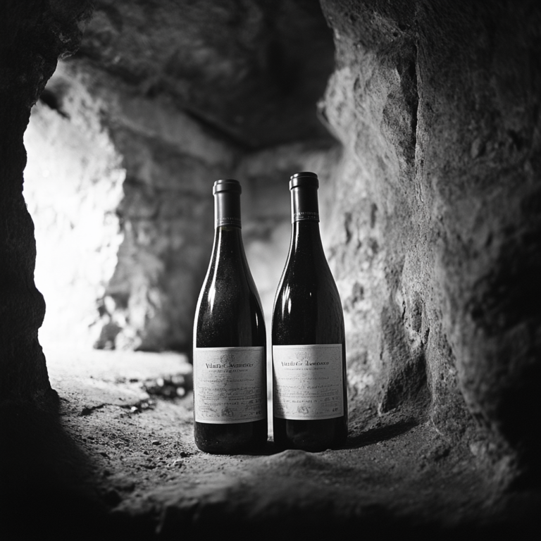 Two wine bottles in a Historical Cave