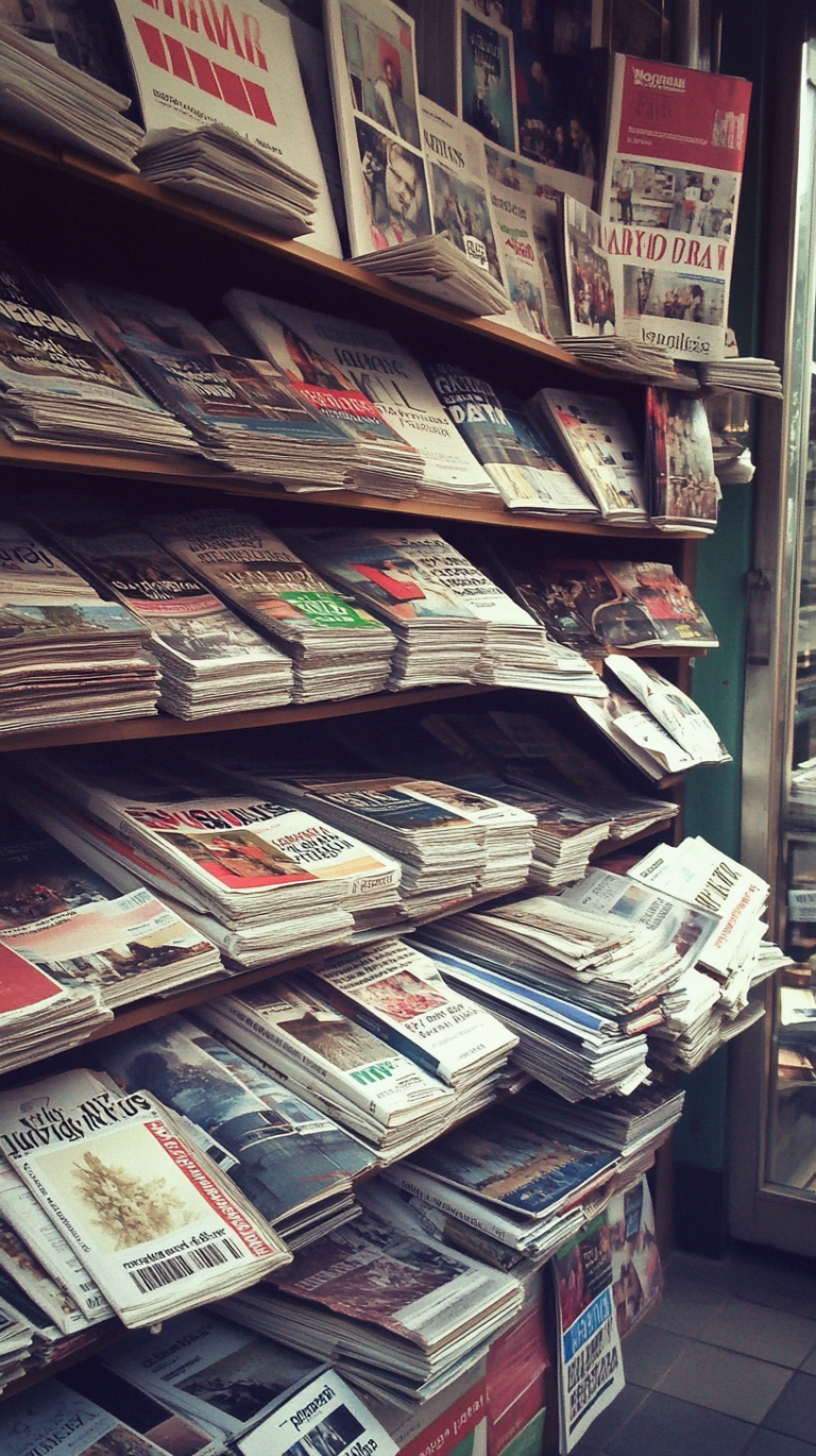 Display of French newspapers and magazines