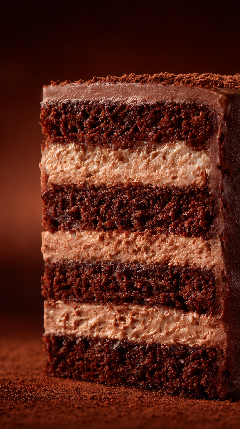 MidJourney Prompt for Chocolate Cake Cross Section
