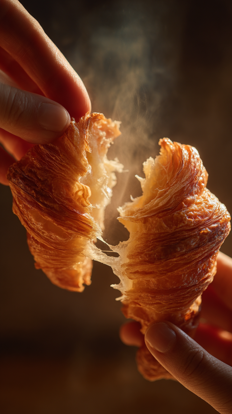 Midjourney AI art prompt for freshly baked crossiant – download this image and copy the prompt.